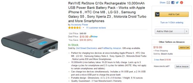 Fotografía - [Offre Alerte] Revive ReStore Q10x 10,000mAh batterie en vente pour 19,99 $ Jusqu'au samedi (2/14)